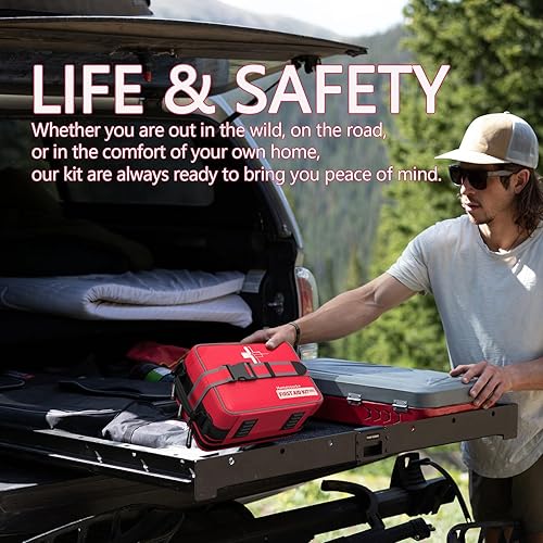 Miniatura 8 de Kit avanzado de primeros auxilios integral con compartimentos etiquetados bien organizados, sistema MOLLE extraíble, kits de primeros auxilios para