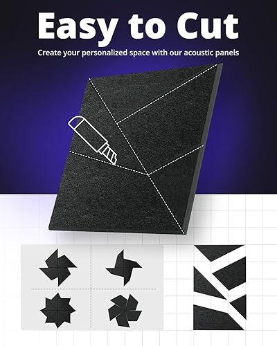 Miniatura 6 de Paneles de pared insonorizados, paneles acústicos autoadhesivos a prueba de sonido para paredes, paneles acústicos de estudio de alta densidad, 12 x