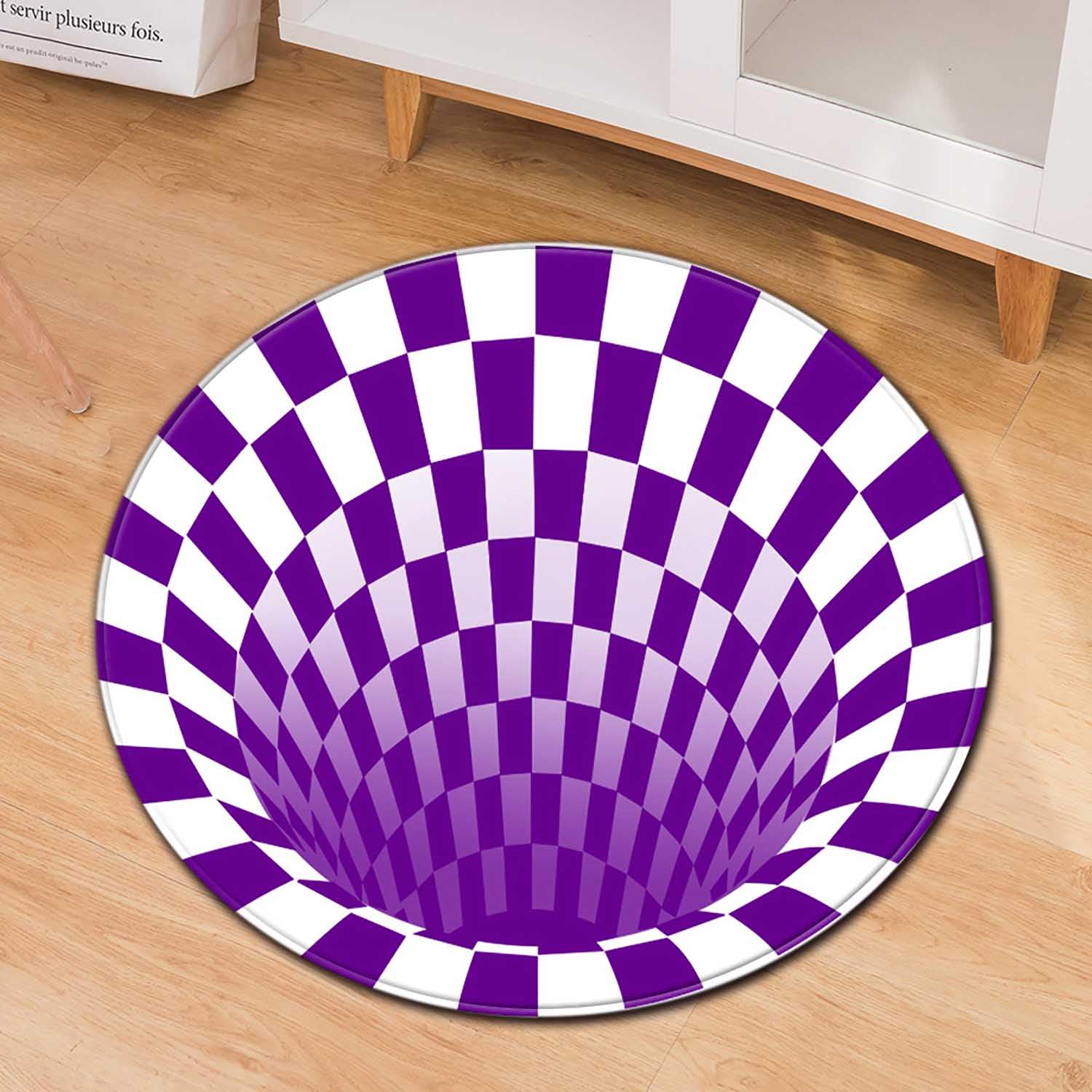 Dywan Illusion 3D,Nowoczesne Geometryczne Okrągłe Maty i Dywany,Zmywalne,Antypoślizgowe Małe Dywaniki Okrągłe,Dywaniki Dekoracyjne do Domu do Salonu,Sypialni,Pokoju Zabaw, Biura,B,80cm