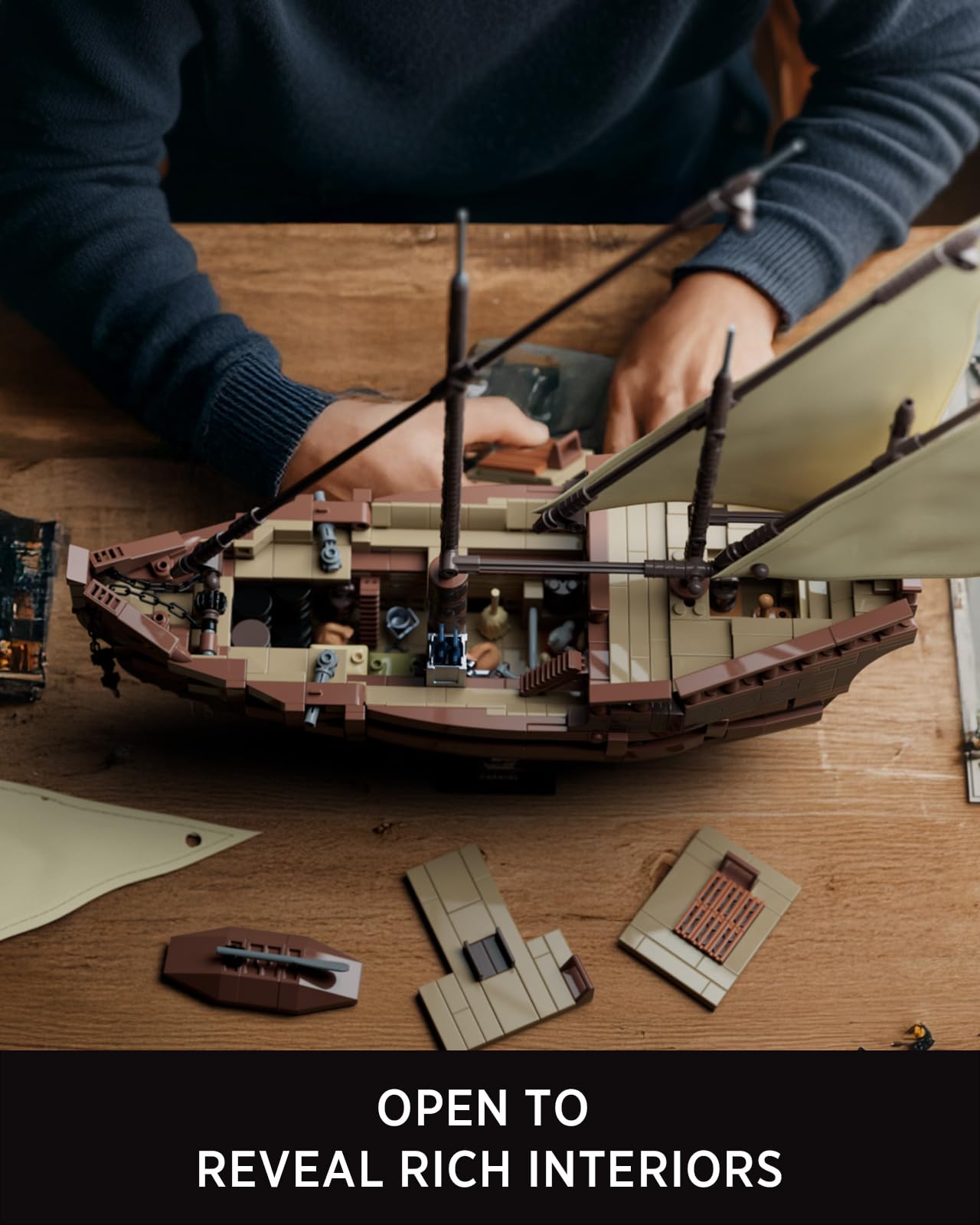 Nifeliz Kit de Construcción de Barco Velero Nina para Adultos, Modelo de Decoración para Hogar u Oficina, Regalo para Aficionados a los Barcos (1.402 Piezas, NF10352)
