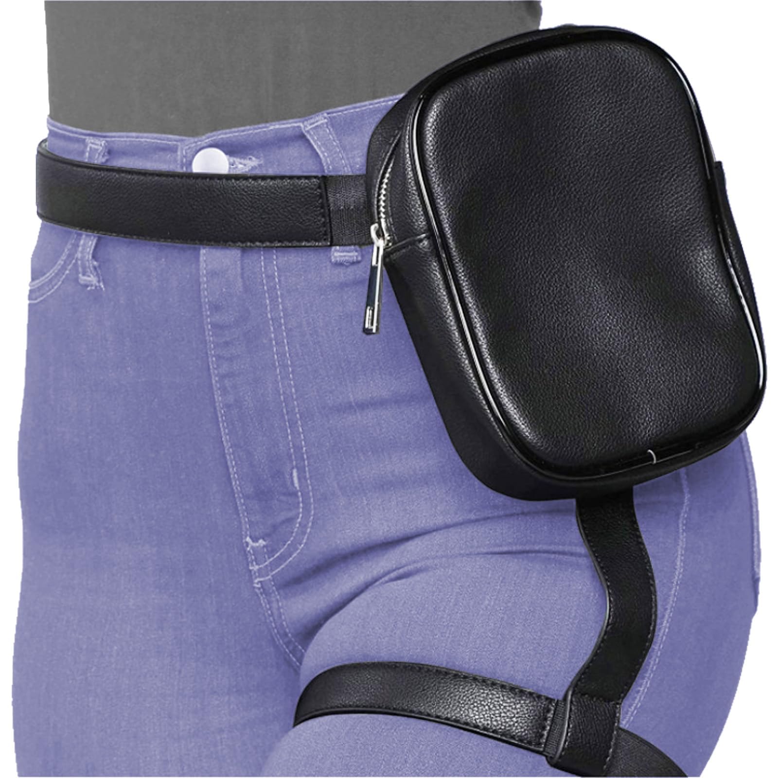 NIFTYY Leather Thigh Bag for Women – Adjustable Waist Leg Pack | Drop Leg Pouch for Outdoor Hiking, Cycling, Travel – Black