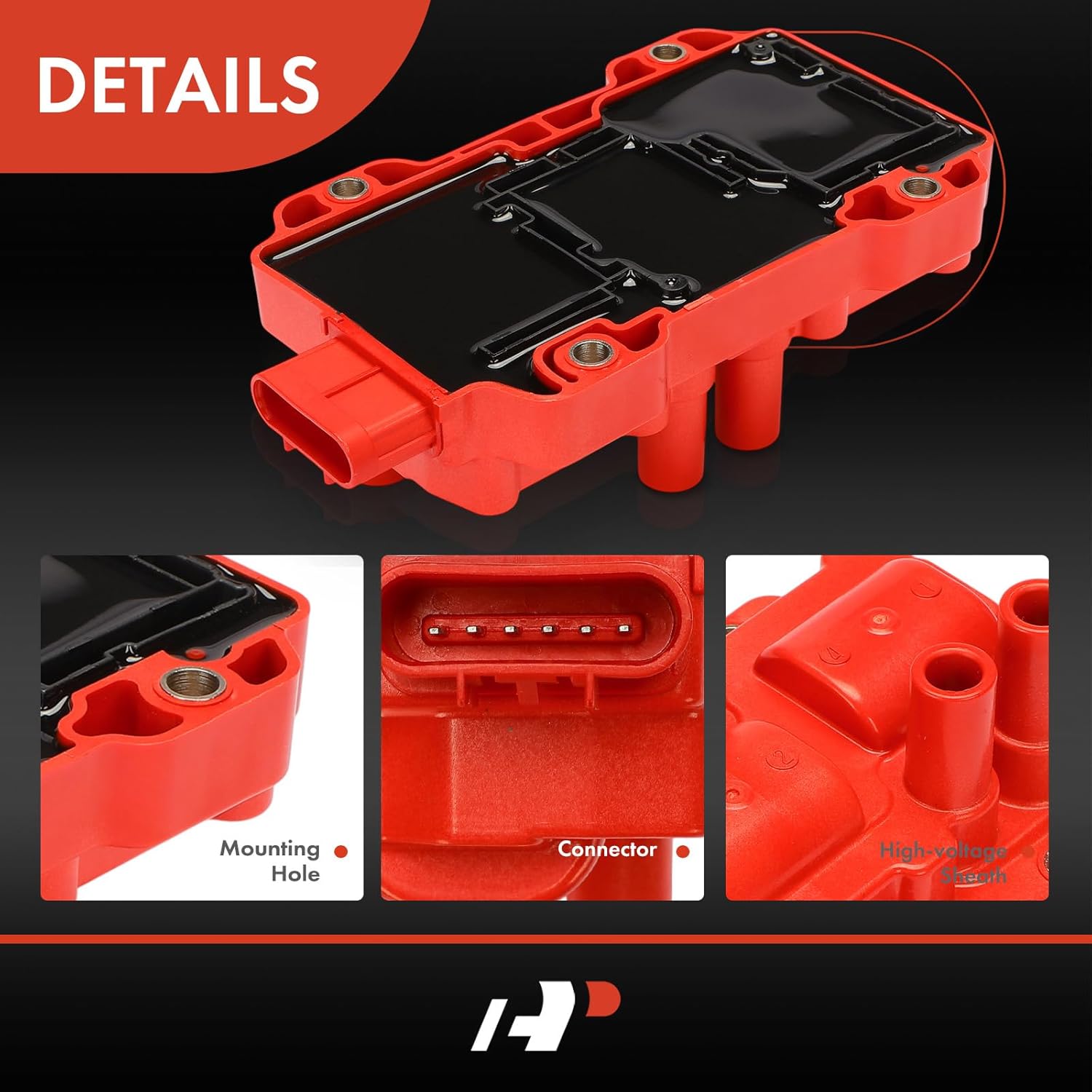 A-Premium (Red) Engine Ignition Coil Pack Compatible with Chevrolet Silverado 1500, Equinox, Malibu, Impala, Express 1500 & GMC Sierra 1500, Savana 1500 & Buick Lucerne & Saturn Aura & Pontiac G6
