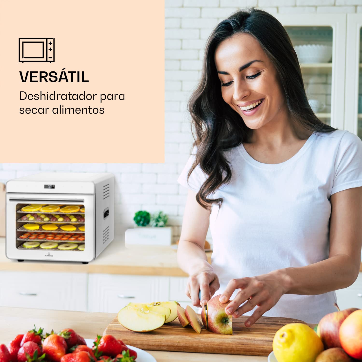 Klarstein Deshidratador de Alimentos, Deshidratadora de Frutas y Verduras 700W, 6 Rejillas, Temporizador 24 h., Deshidratadora de Alimentos para Comida Liofilizada, Liofilizadora, Control Táctil