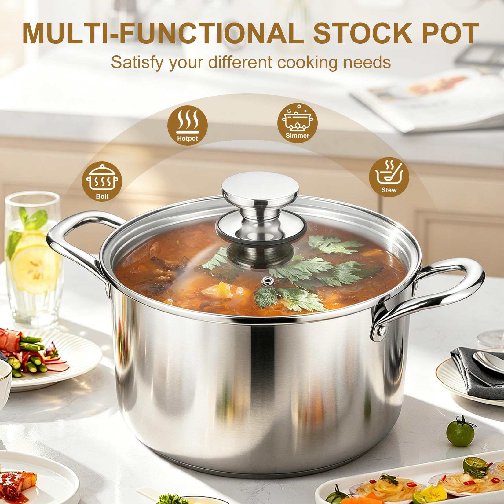 Amazon.com: P&P CHEF 8 Quart Tri-Ply Stainless Steel Stock Pot, 8