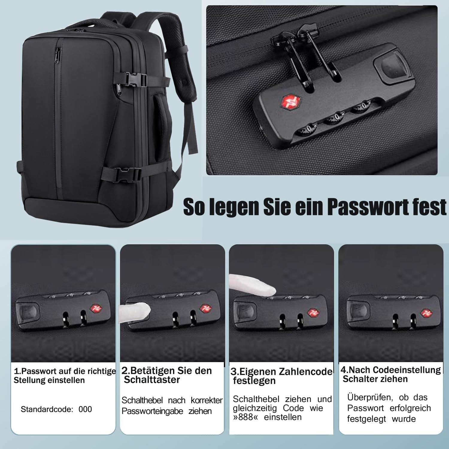 Vacuum Backpack Travel with Pump 50L Expandable Vacuum Seal Backpack Travel Water Resistant with TSA Lock for Women & Men - Image 4