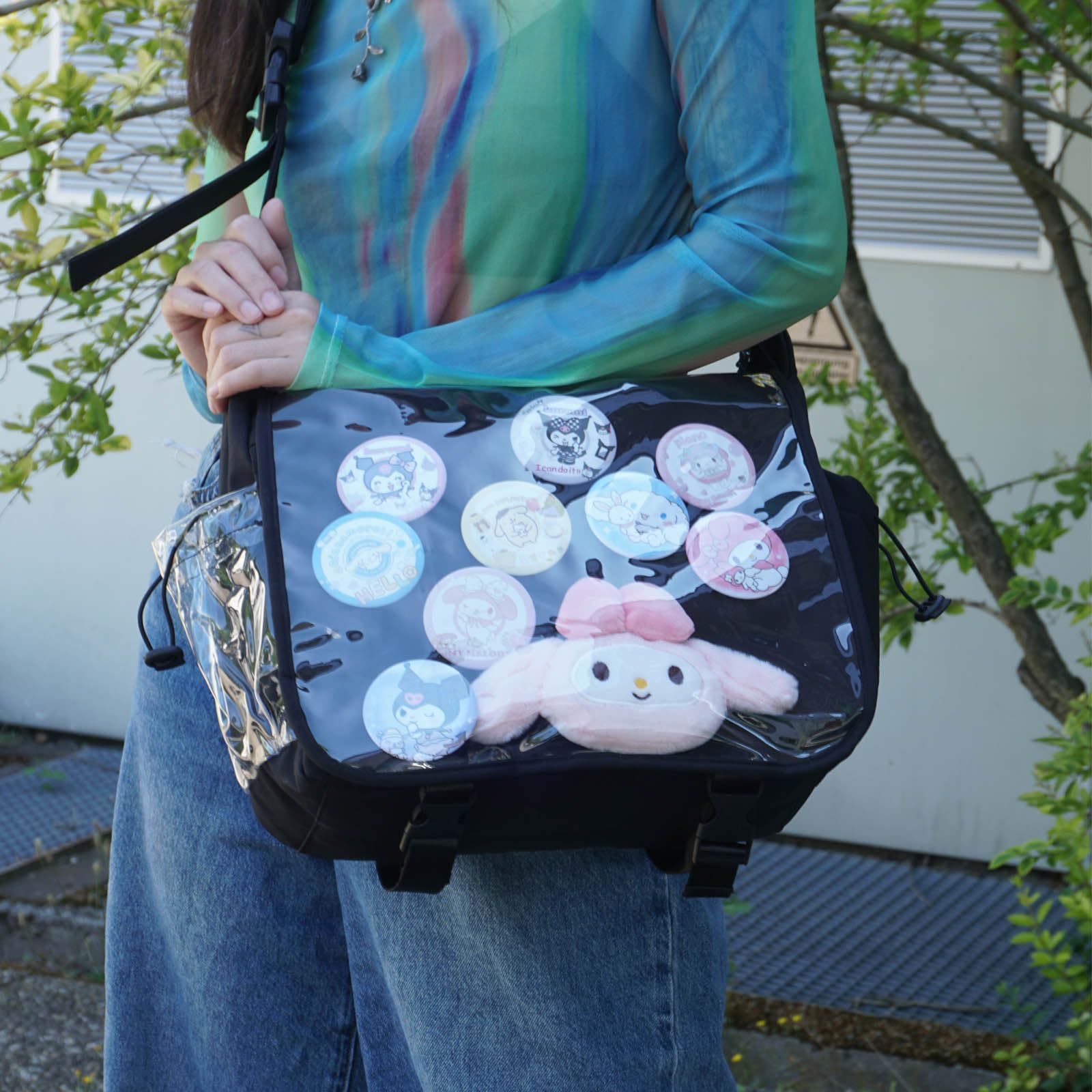 CoolChange Ita bag - Funda con ventana transparente y cubierta intercambiable, 28 x 30 cm, color negro, Color: negro.