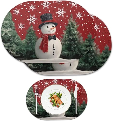 Miniatura 114 de Juego de 6 manteles individuales lavables para mesa de comedor, resistentes al calor, mesa de cocina, decoración del hogar, lavable, ovalada, de