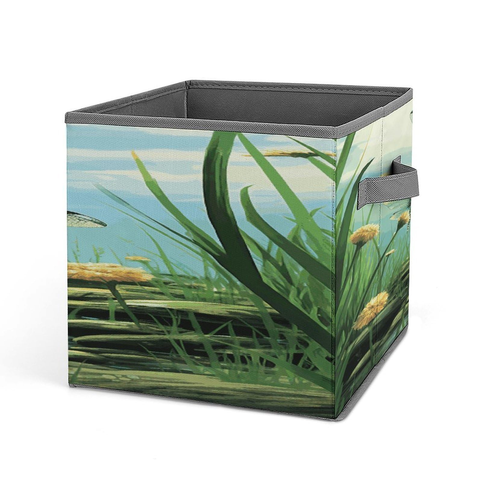 Fodpand Style Dragonflies In Flight Storage Cubes Foldable Decorative Fabric, Storage Bins Baskets With Handles, Closet Organizers And Storage For Home, Office,Closet, Clothes