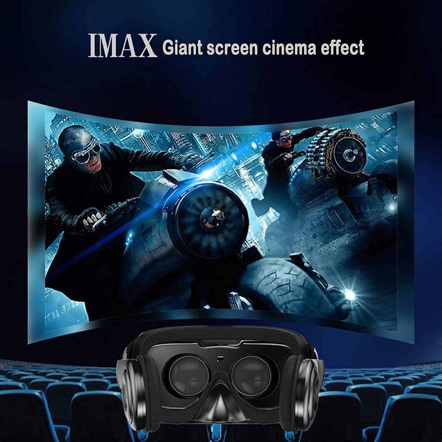 VR Auricular Compatible con iOS y Teléfono Android - Gafas de Realidad virtuales universales - Nuevo y Suave y cómodo 3D VR Gafas | Azul | con protección de los Ojos