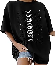 Lonya Women's T-Shirts Oversized Tops for Women 80s Letter Printed Round Neck Y2k Butterflies Bow Tie Animals Flower Graphic Tee Vintage Ladies Short Sleeve Retro Summer Casual Baggy Cotton Tee Tops