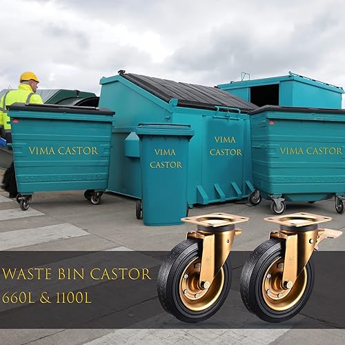 Miniatura 4 de Juego de 4 ruedas de 8 pulgadas, ruedas de goma industriales giratorias de 8 pulgadas para carrito, muebles y banco de trabajo, ruedas de bloqueo