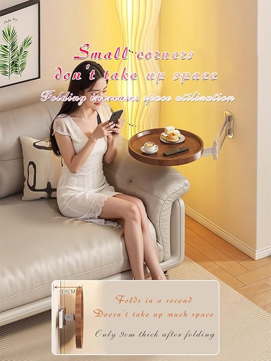 Wall-Mounted Folding Table (Wooden Color)