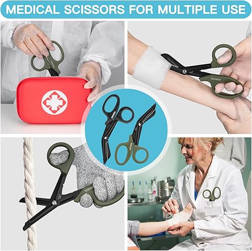 Miniatura 6 de Tijeras de trauma  RISEMART Tijeras médicas vendaje para enfermeras, 7.5 pulgadas, cuchillas antiadherentes recubiertas de fluoruro de acero