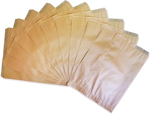 CuteBox 100 bolsas de regalo de papel plano marrón kraft (10 x 13 pulgadas) para mercancía, manualidades, recuerdos de fiesta, venta al por menor,