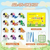 Vista 6 de Air Dry Clay for Kids Air Clay Art Kits 12 Box Animals Theme Air Dry Modeling Clay Kit w/Sculpting Tools& Step-by-Step Tutorials,Ultra Soft