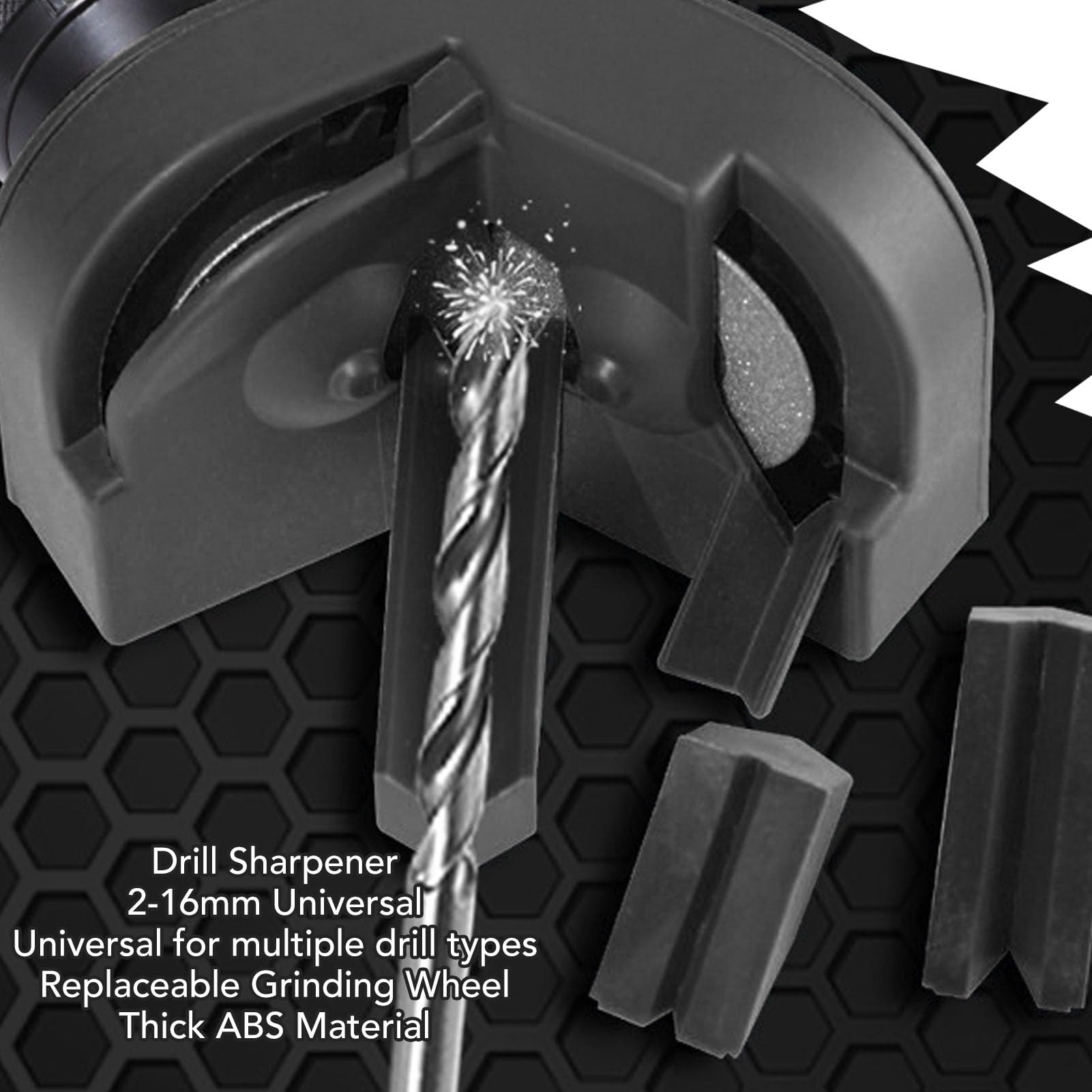 Ejoyous Set Affilatrice per Punte da Trapano, Materiale ABS, 10 Dischi Diamantati, Affilatura da 2-16 Mm, Perfetta per gli Appassionati del Fai da Te e Trapani Elettrici (BLACK)