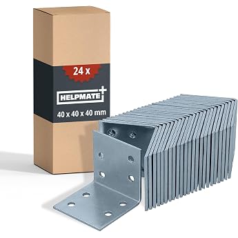 Helpmate Perforated Angle Bracket, 40 x 40 x 40 mm, Galvanised, Zinc Plated, Wood Connector, Pack of 24, 8099973, Silver