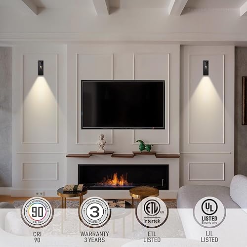 Miniatura 8 de LEONLITE 5CCT - Lámpara de pared LED regulable moderna para exteriores, 100-277V, CRI 90+ ETL listado IP65 cielo oscuro, aplique de pared, 14