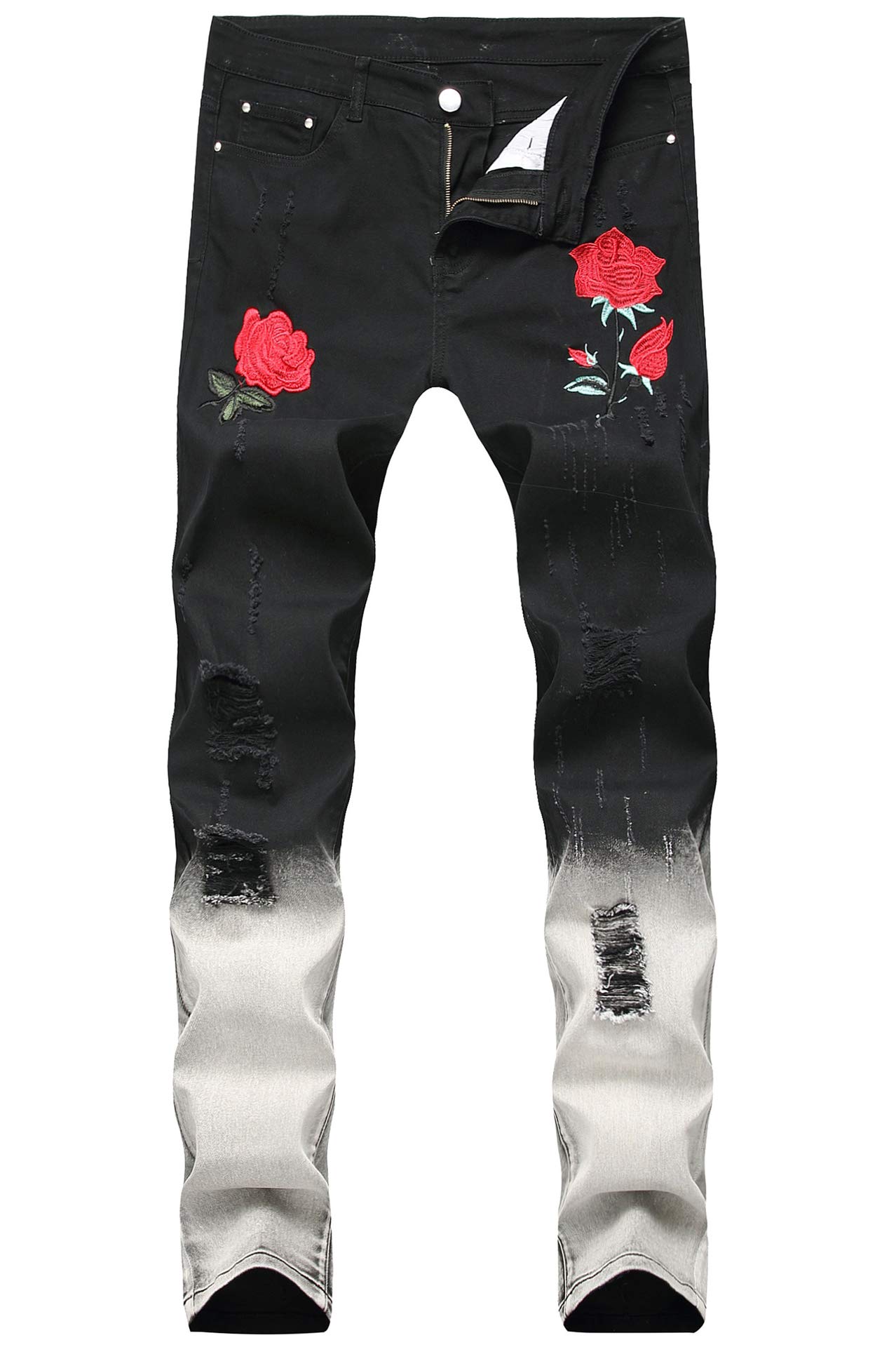 CentrawinMen's Ripped Skinny Stretch Distressed Destroyed Slim Jeans Denim Pants