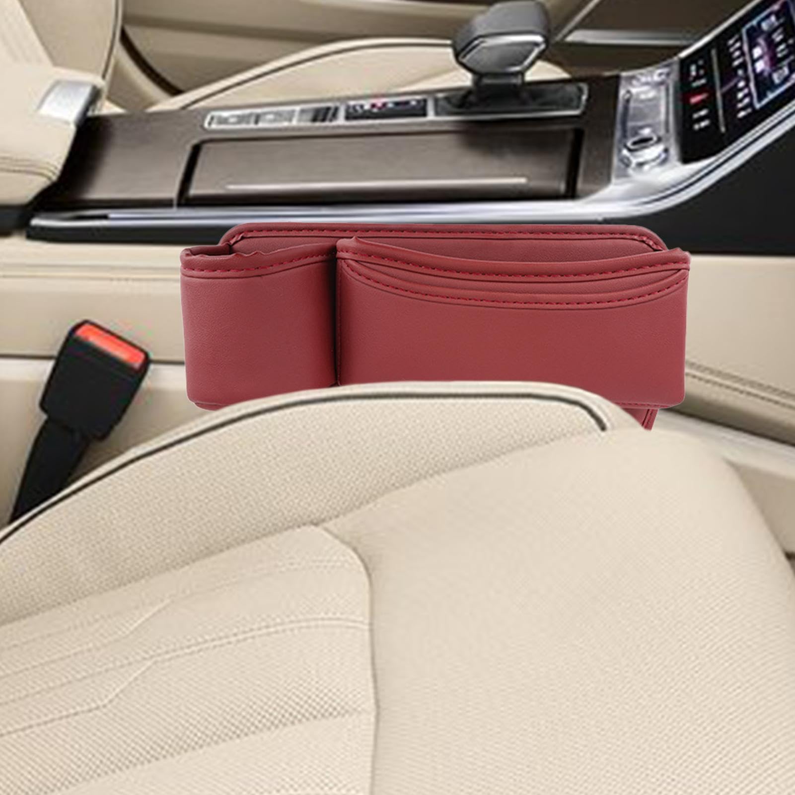 Portabicchieri Auto Multifunzionale: Organizer Sedile In Pelle PU Con Scomparto, Universale (Nero, 37x32x9 Cm) - 4