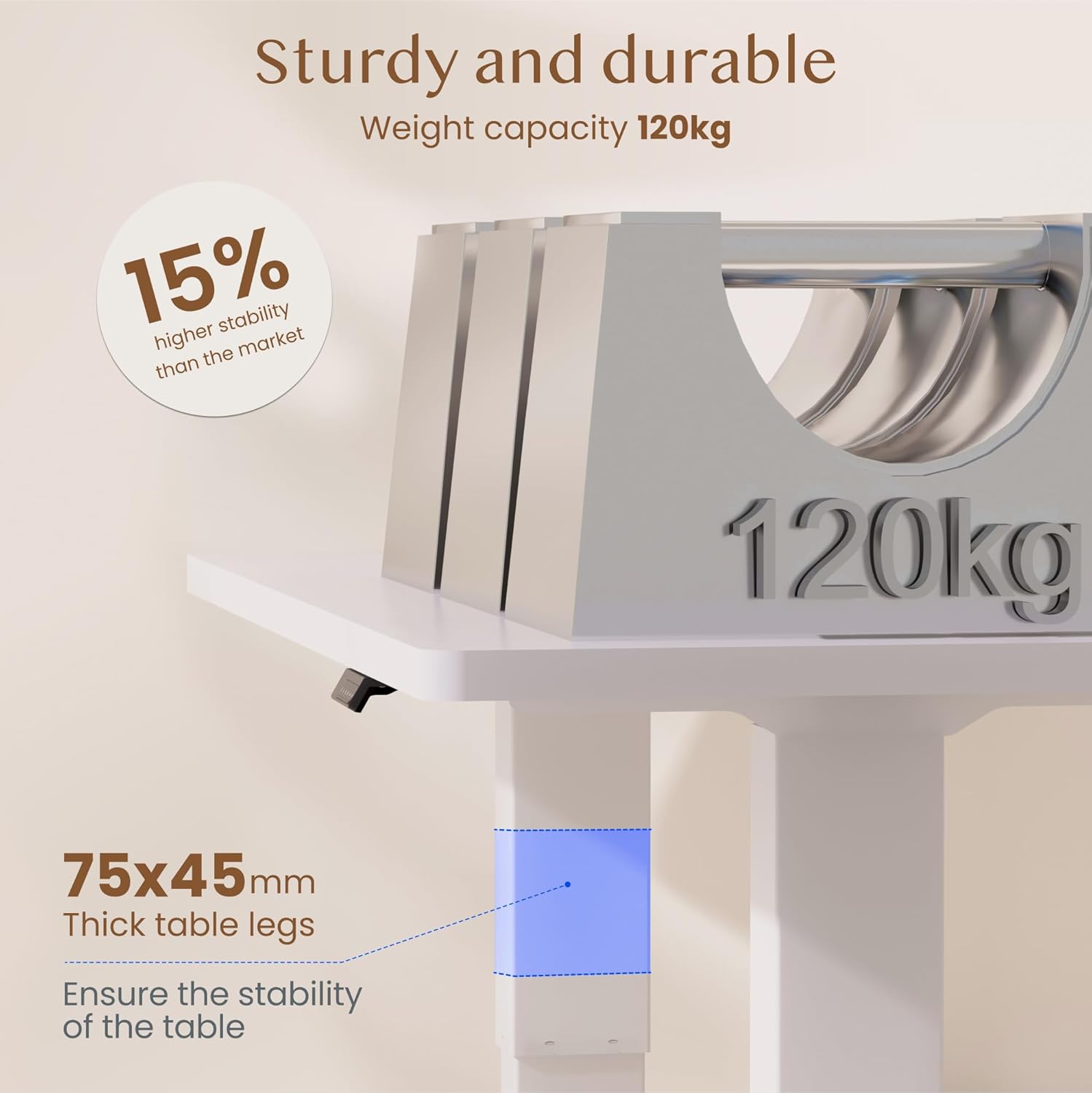 FLEXISPOT standing desk with thick table legs