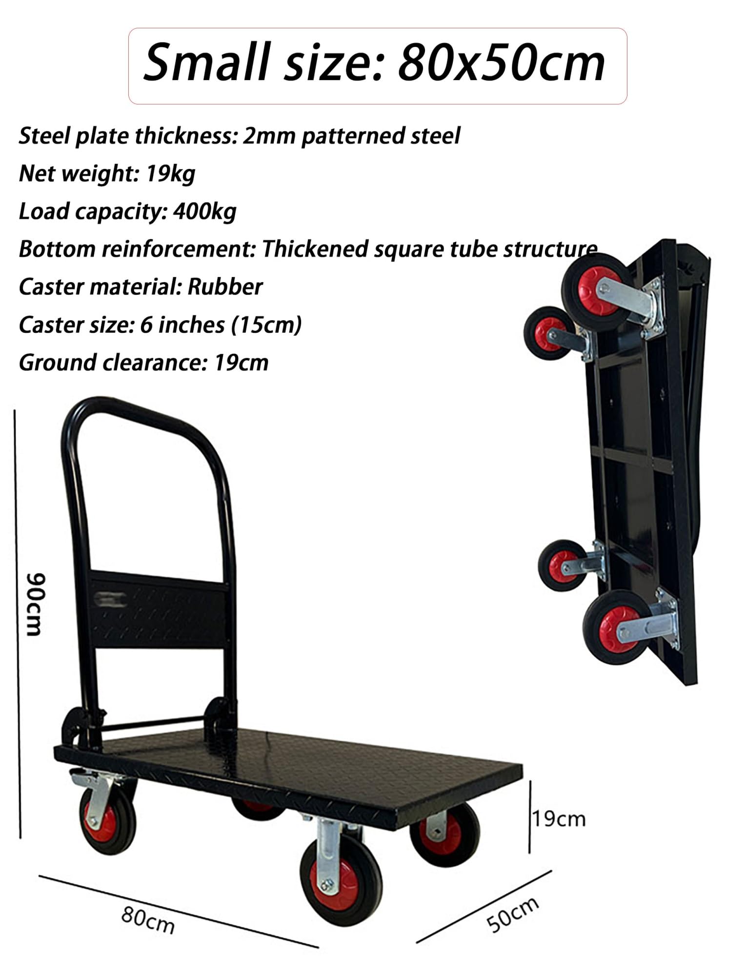 Chariot à plateau en acier robuste avec capacité de 600 kg pour entrepôt, logistique, construction – Design renforcé pour plus de durabilité et de facilité d'utilisation