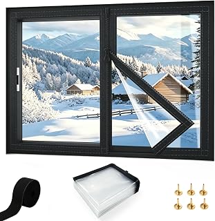 Isolierfolie Fenster Thermofolie Set, Bohrfrei Abnehmbar, 120x160cm