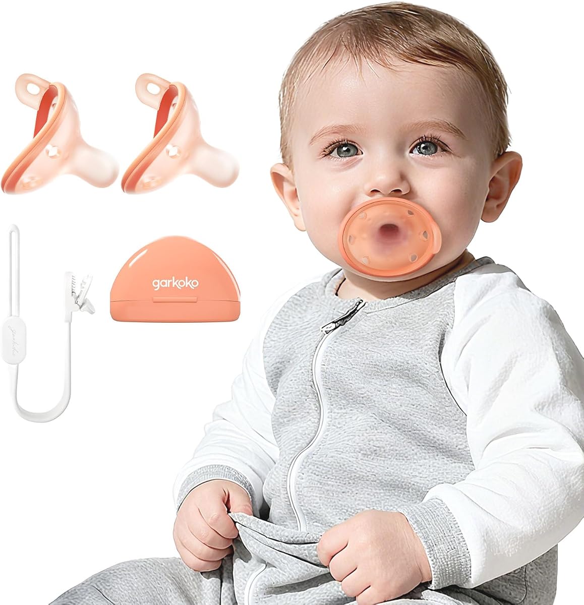 Breast-Like Baby Pacifiers Newborn Binkies 0-6 Months 2 Pack Clip Case | Natural Latch Nipple | Breastfed Babies | StayPut Helps Reduce Falling Out | Clip & Case On-the-Go | BPA-Free