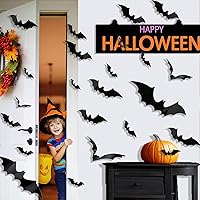 Vista 6 de 56 piezas de murciélagos para decoración de pared, decoraciones de Halloween, murciélagos 3D, calcomanías realistas de murciélago de PVC