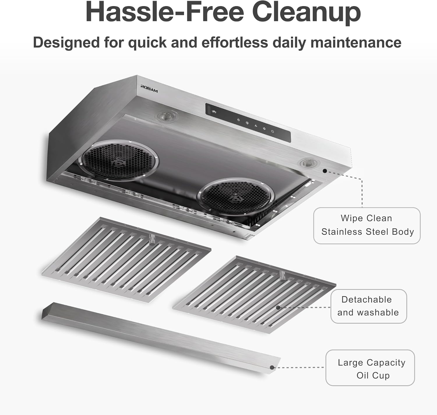 Range Hood 30 Inch 1000 CFM, Under Cabinet Ducted Kitchen Hood, 304 Stainless Steel, Dual Motor, Easy Clean Filters, LED Lighting, Touch or Gesture Control, Stove Vent Hood For Kitchen U3H1S