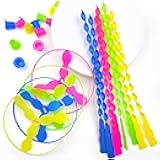 Sepco 40 Pcs Flying Disc Toy Twisty Helicopter Spin Copter Plastic Propeller Flyer Saucers with Launchers Outdoor Toy Kids Party Favors Gifts