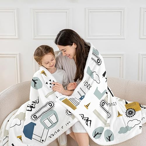 Miniatura 5 de Coche de dibujos animados para niños, manta de forro polar, manta Sherpa de construcción, equipo de decoración, camiones, manta de felpa de dibujos