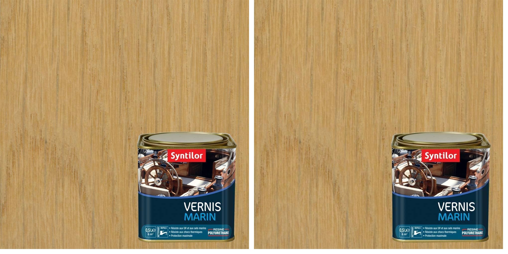 Vernis Marin Syntilor Incolore Satiné 0,5L Lot de 2 pour Bois