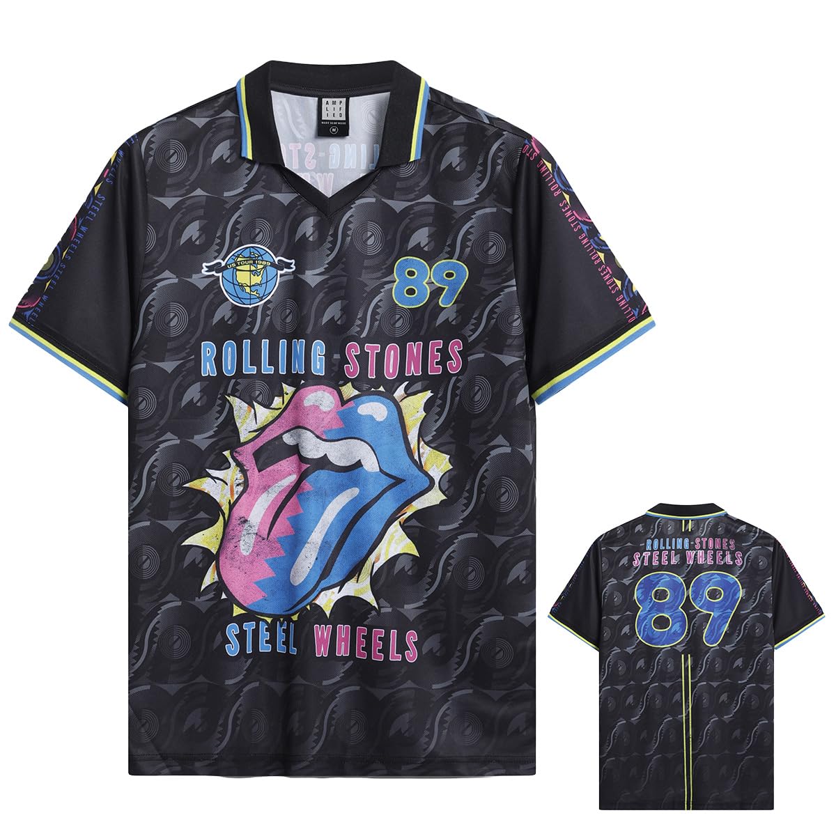 Amplified Rock FC Football Short Sleeve Jersey with Collar, The Rolling Stones, XXL