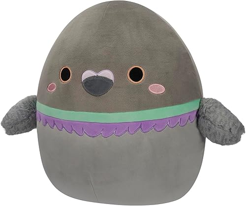 Miniatura 2 de Squishmallows Paloma gris Ottilie original de 14 pulgadas con alas peludas, peluche grande oficial de Jazwares