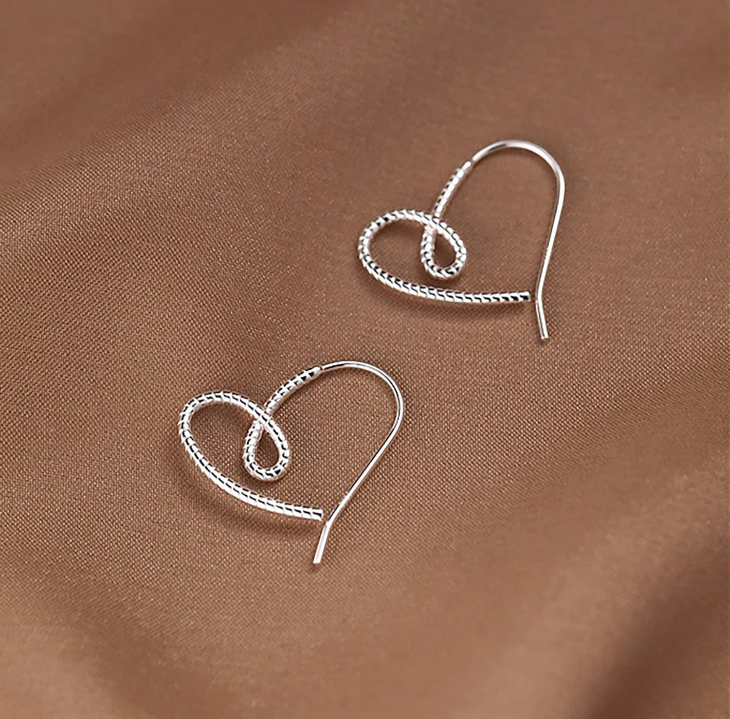 Reffeer Solid 925 Sterling Silver Sweet Love Heart Hoop Earrings for Women Teens Love Heart Open Hoop Earrings - Image 6