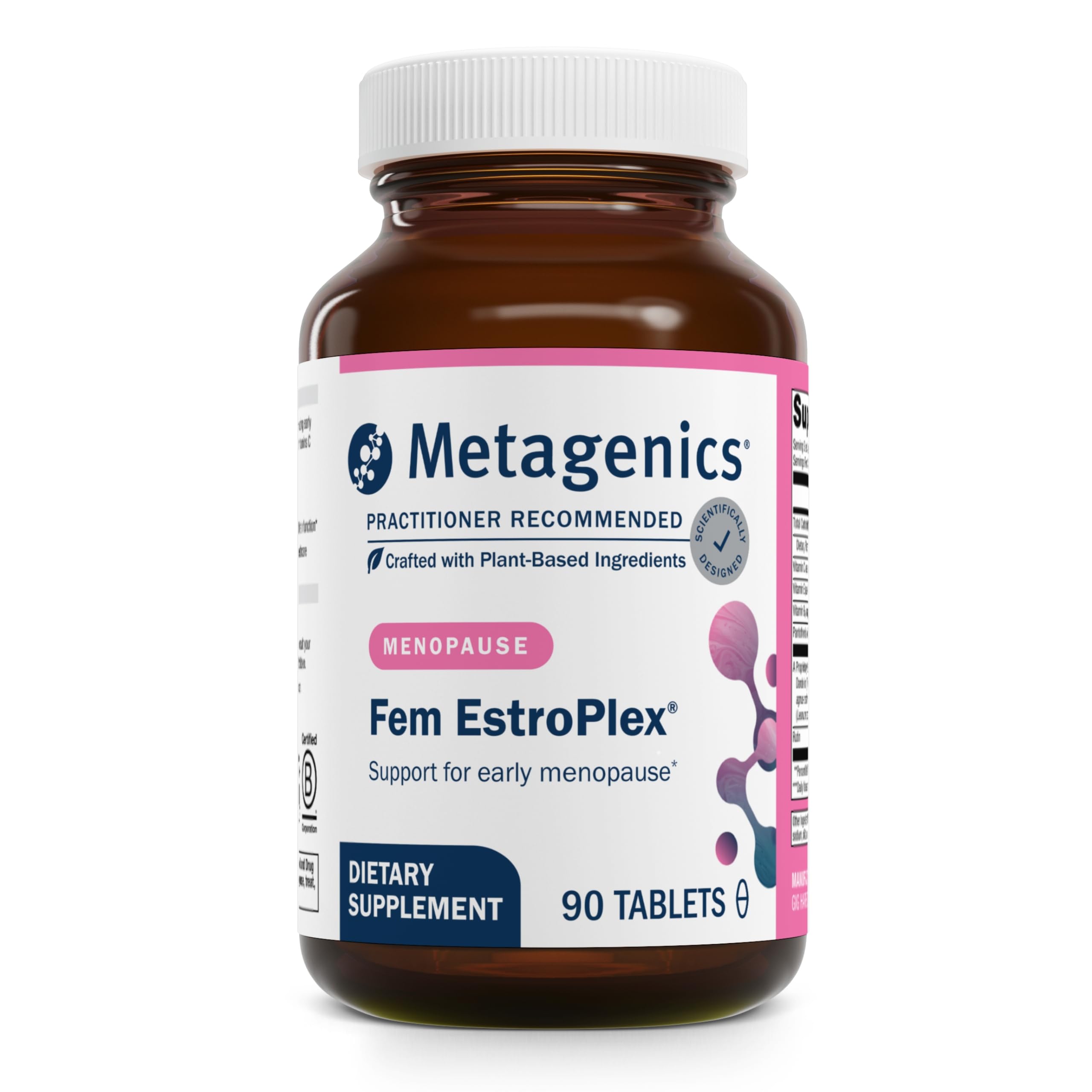 Metagenics Fem Estroplex - Early Menopause Support Formula - with Dandelion Root, Valerian Root, Stinging Nettle, Chasteberry, Motherwort & More - Non-GMO, Gluten Free & Vegetarian - 90 Tablets