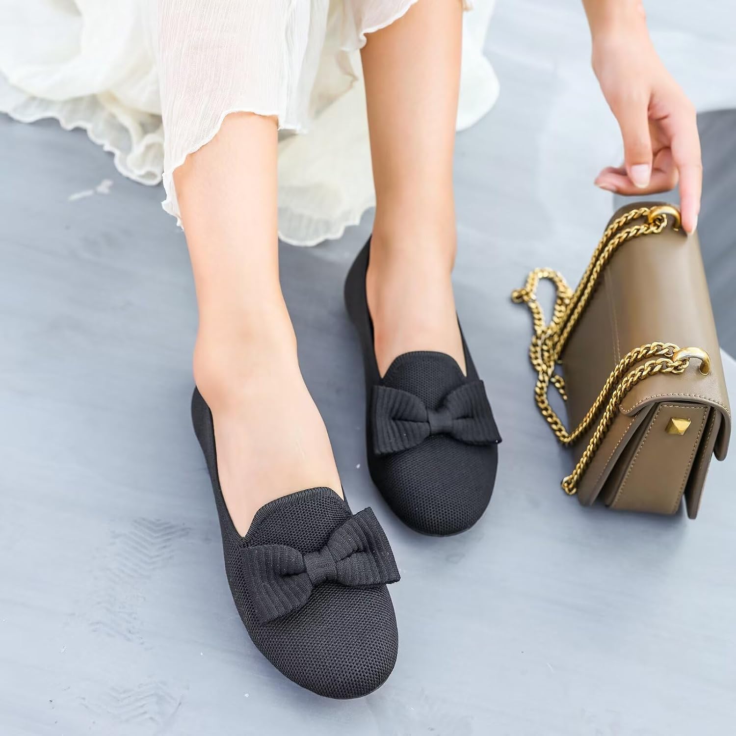 Women's Loafers Flats Bowknot Dressy Penny Shoes | Comfortable Slip-on Shoes, Business Casual Shoes, Round Closed-toe Design, Non-slip, Lightweight, Breathable, Flexible