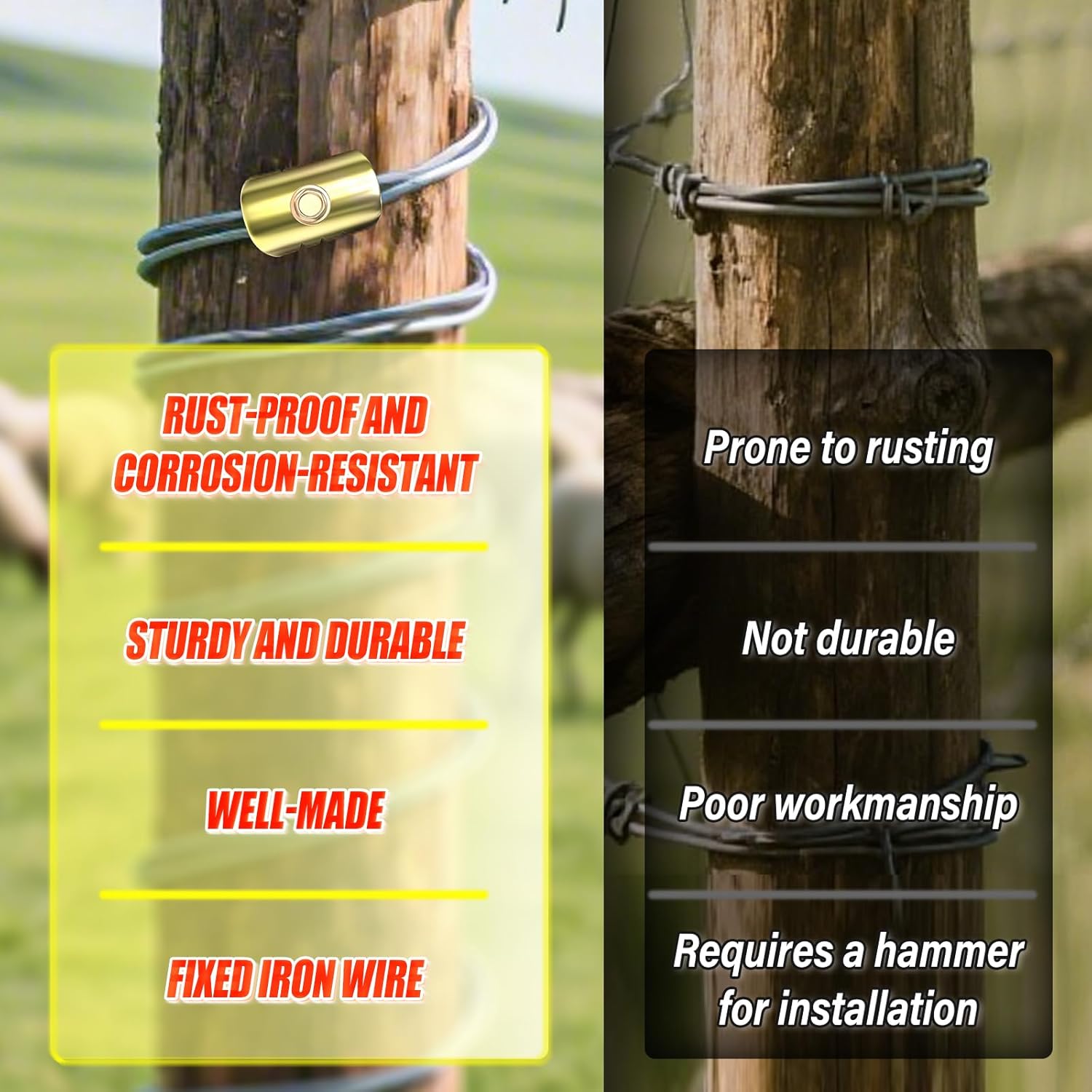 200Pcs Cat Claw Fasteners, Reuse Galvanized Fence Staples with Drill Bit for Wire Fencing Mesh