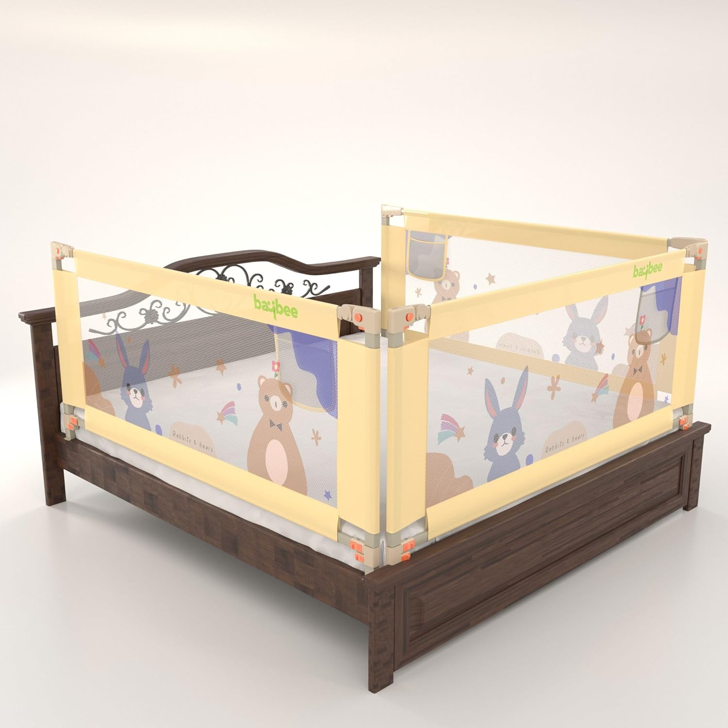 BAYBEE Baby Bed Rail Guard (180x80cm), Bedrail for Baby Safety with 28 Height Adjustable, Portable Bed Side Protector for Babies Falling | Foldable Single Side Bed Railing, 3 Side, (Beige) BAYBEE Baby Bed Rail Guard (180x80cm), Bedrail for Baby Safety with 28 Height Adjustable, Portable Bed Side Protector for Babies Falling | Foldable Single Side Bed Railing, 3 Side, (Beige)