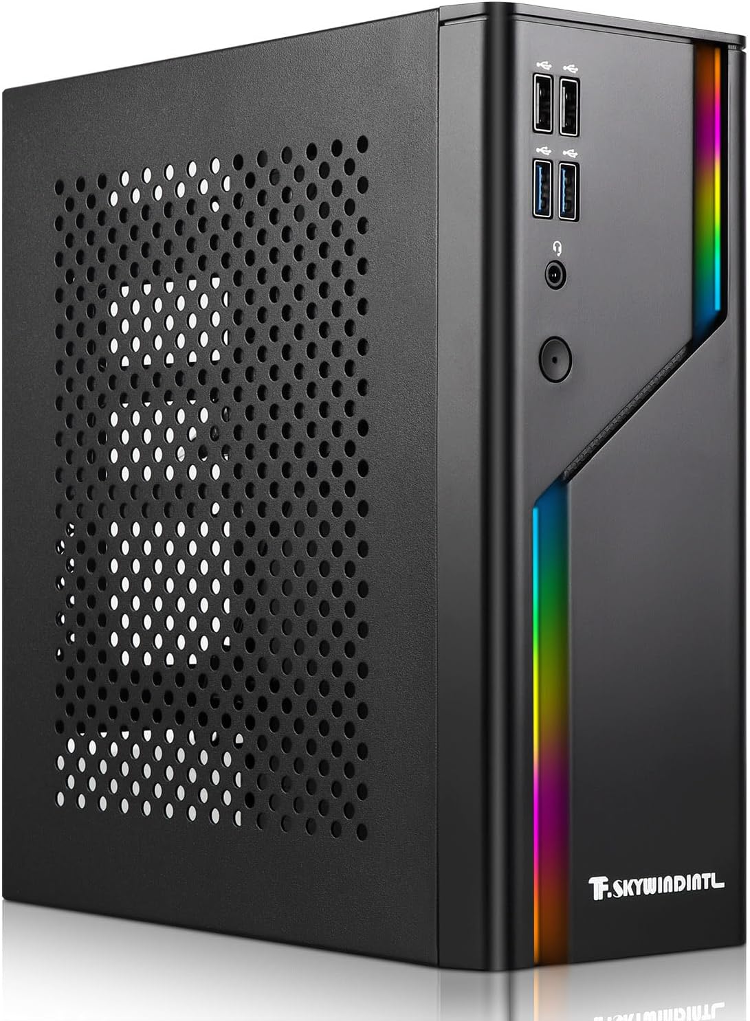 D32R Mini ITX Case ARGB Small Form Factor SFF Mini-Tower HTPC PC Cases Vented Panels 0.8mm SPCC Computer Chassis Suitable for Mini ITX Motherboards of 170 * 170mm Black