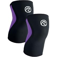 Rehband Knee Sleeve 3mm Neoprene, Lightweight Knee Brace for Endurance and Ball Sports, Unisex Compression Starter Knee-Sleeves, Breathable Running Knee Support, ColourPurple - 1 Pair, SizeX-Large