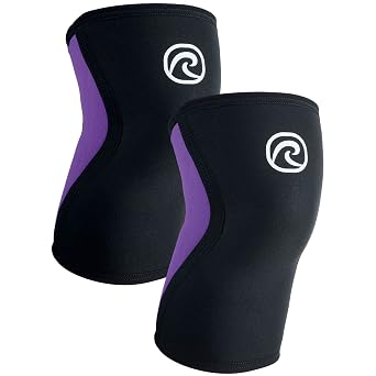 أكمام الركبة Rehband 3 مم من النيوبرين، دعامة خفيفة الوزن للركبة لممارسة رياضات التحمل والكرة، أكمام ركبة ضاغطة للجنسين، دعامة ركبة قابلة للتنفس أثناء الجري، اللون أرجواني - زوج واحد، مقاس X-Small