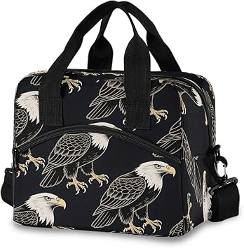 Kigai Falcon Insulated Lunch Bag for Women Men Leakproof Lunch Box Reusable Cooler Tote Bag with Adjustable Shoulder Strap for Work Outdoor Picnic
