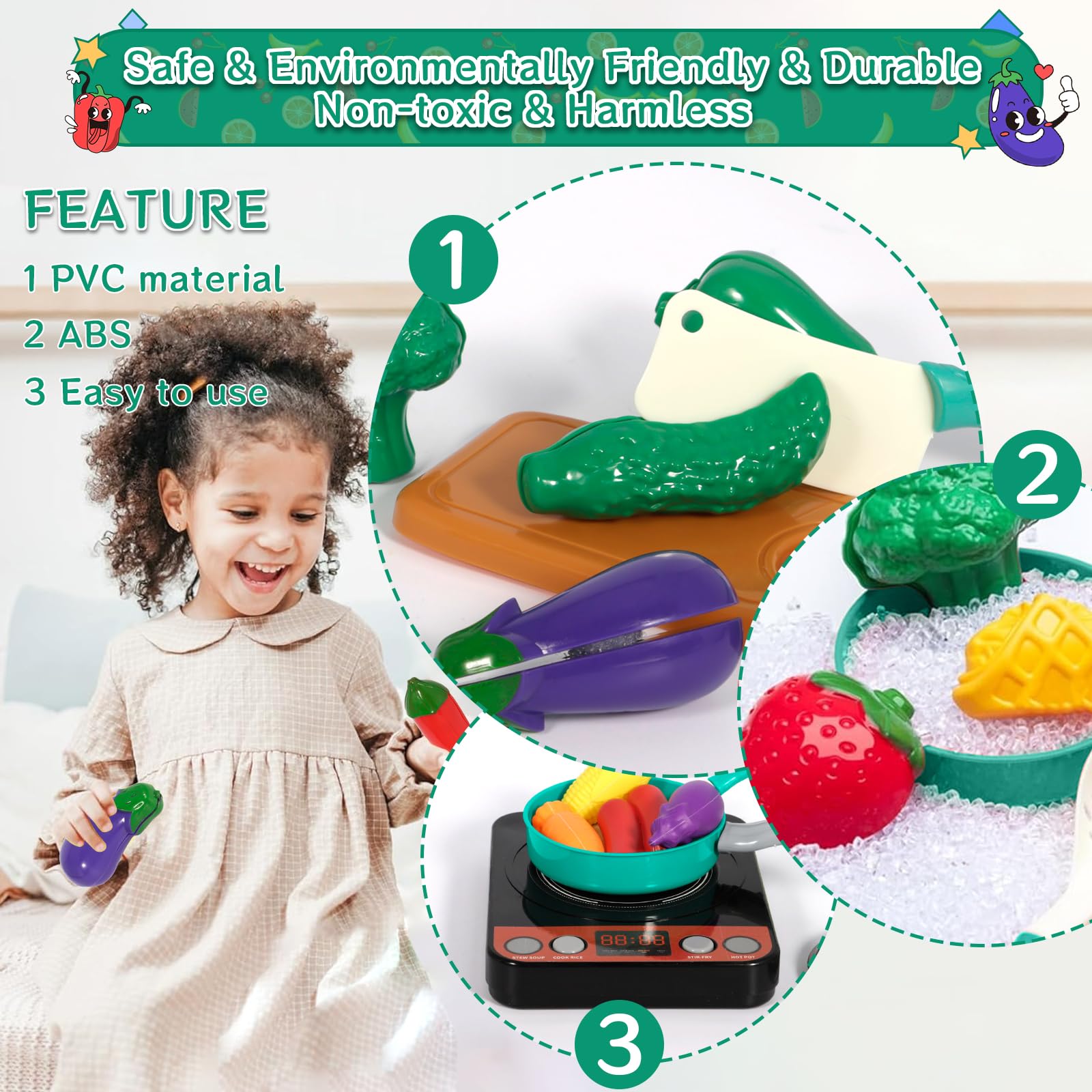 76 Pcs Accesorios de Juguetes de Cocina para Niños, Juguetes de Cocina con Ollas y Sartenes, Juego de Roles de Chef Infantil para Niños y Niñas de 3 4 5 6 7 8 Años — view 4