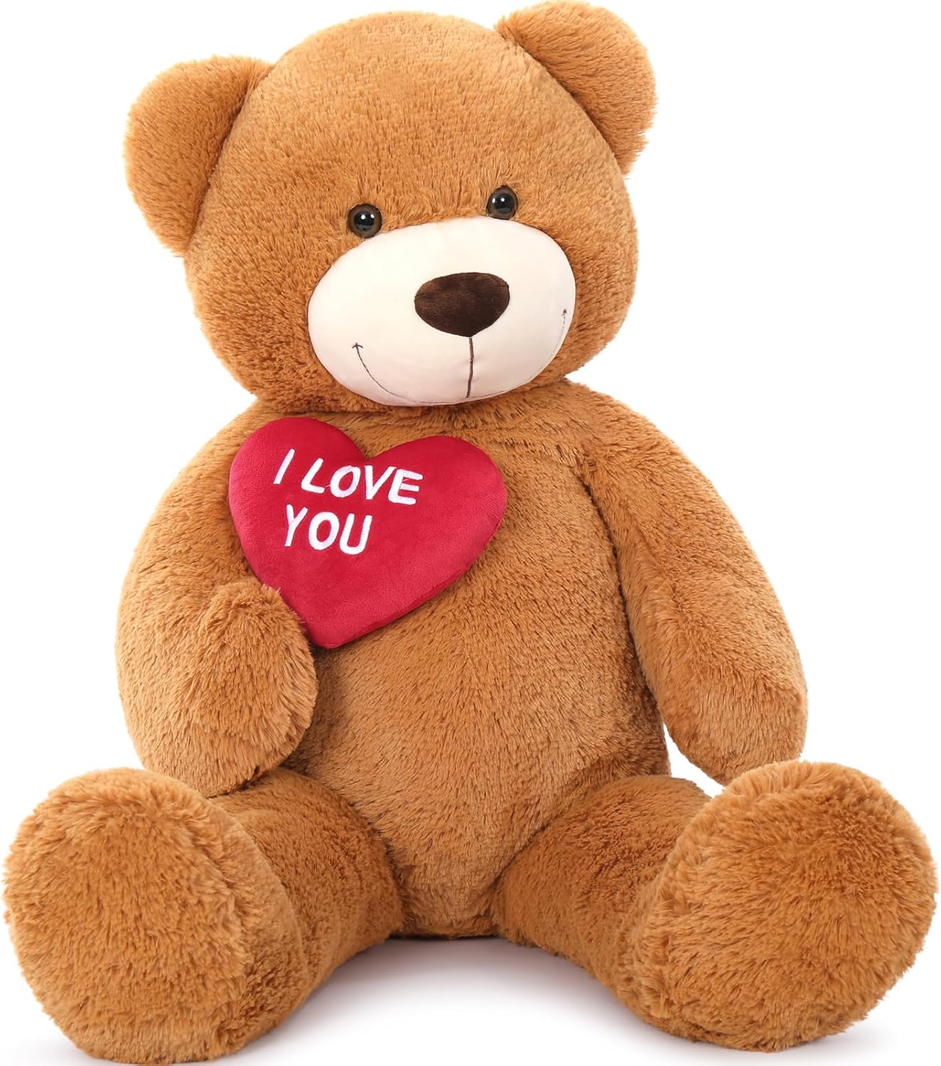 MaoGoLan Big Teddy Bear with I Love You Red Heart, 36" Cuddly Large Teddy Bear Gift for Kids,Boyfriend,Girlfriend.Wife,Dark Brown