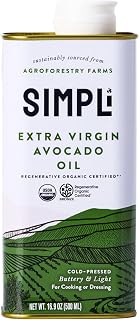 SIMPLi Regenerative Organic Extra Virgin Avocado Oil 16.9oz - Cold-Pressed High-Heat Cooking Oil from Ethiopia