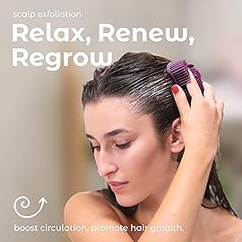 MainBasics Silicone Body Scrubber - Dual-Sided Shower & Scalp Scrubber, Gentle Silicone Loofah Alternative for Deep Clean (Purple, Scalp)