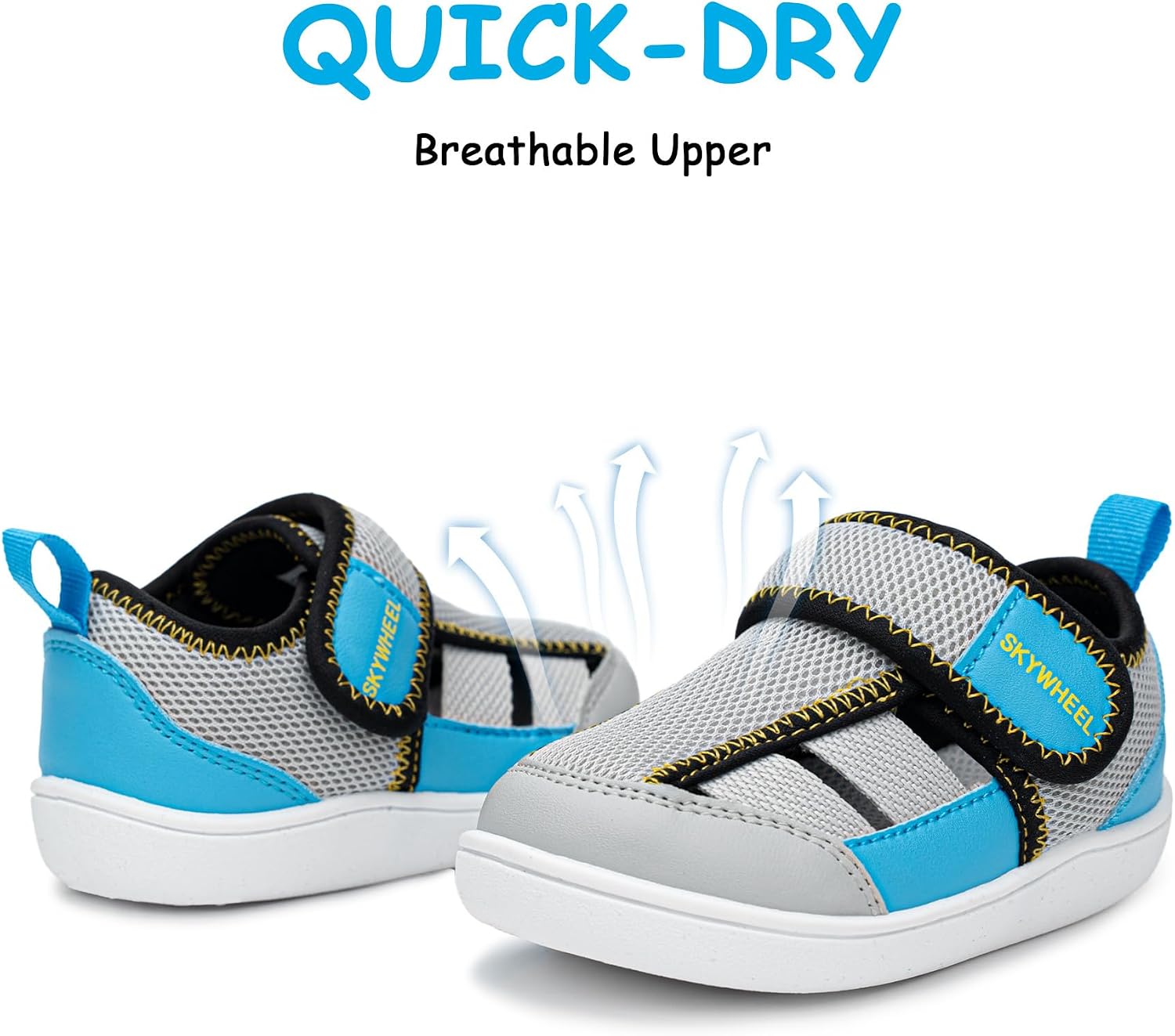 SKYWHEEL Toddler Boy and Girl Shoes Sandals-Casual Sneakers with Hook and Loop Easy On and Off Quick Dry Breathable Upper Lightweight Soft Non-Slip Sole Comfort for Daily Running Walking School Travel