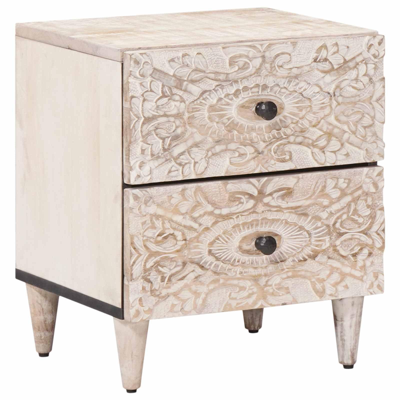 Fengshui Table de chevet en bois de manguier massif 40 x 33,5 x 46 cm